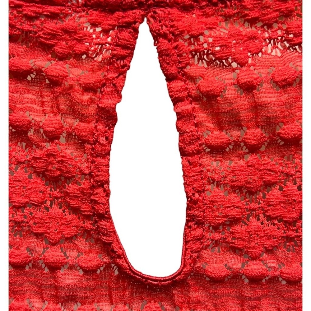 Jessica Simpson Blouse Top M Red Long Sleeve Keyhole 2 Piece Maternity Lace Knit - Picture 5 of 9